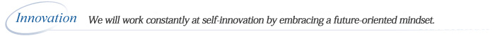 Innovation Innovate ourselves constantly by changing the ways of thinking towards the future.